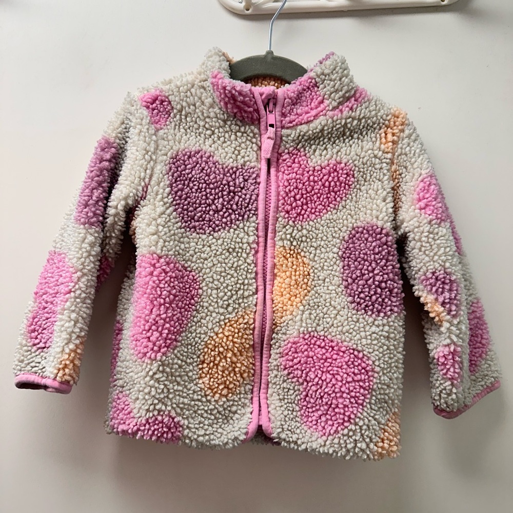 H&M Heart Sherpa Zip-Up Jacket Size 18month